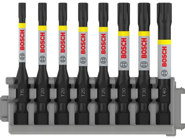 8-delni komplet vijačnih nastavkov Bosch PRO Torx Impact, T15, T20(x2), T25(x2), T30(x2), T40, 55mm, 2608522329
